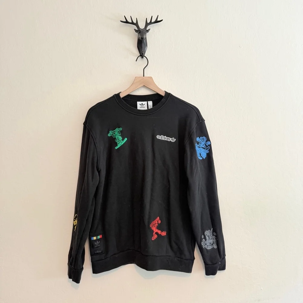 Adidas x Disney Men's Black Goofy Sweatshirt Size MMedium